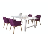 SalesFever® Essgruppe violett weiß Esstisch 200 cm Holz 4 Armlehnstühle 13824 Miniaturansicht - 1