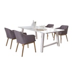 SalesFever® Essgruppe hellgrau weiß Esstisch 200 cm Holz 4 Armlehnstühle 13810 Miniaturansicht - 1