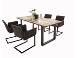 SalesFever® Baumkantentisch Stühle dunkelbraun Essgruppe 160 cm massiv NATUR 5tlg GAIA 13884 Miniaturansicht - 2