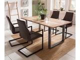 SalesFever® Baumkantentisch Stühle dunkelbraun 160 cm massiv NATUR 5tlg GIADA 13903 Miniaturansicht - 2
