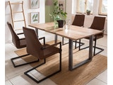 SalesFever® Baumkantentisch Stühle hellbraun 160 cm massiv NATUR 5tlg GIADA 13908 Miniaturansicht - 8