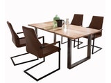 SalesFever® Baumkantentisch Stühle hellbraun 160 cm massiv NATUR 5tlg GIADA 13908 Miniaturansicht - 2