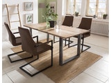 SalesFever® Baumkantentisch Stühle hellbraun 160 cm massiv NATUR 5tlg GIADA 13908 Miniaturansicht - 1