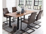 SalesFever® Baumkantentisch Stühle dunkelbraun 160 cm massiv COGNAC 5tlg GIADA 13911 Miniaturansicht - 1