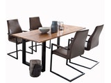 SalesFever® Baumkantentisch Stühle dunkelbraun 160 cm massiv COGNAC 5tlg GIADA 13911 Miniaturansicht - 2
