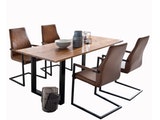 SalesFever® Baumkantentisch Stühle hellbraun 160 cm massiv COGNAC 5tlg GIADA 13914 Miniaturansicht - 1