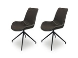 SalesFever® Esszimmerstuhl Dunkelbraun Stoff drehbar Sessel ohne Armlehnen Metall Lilou 2er Set 13659 Miniaturansicht - 1