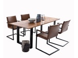 SalesFever® Baumkantentisch Stühle hellbraun 180 cm massiv COGNAC 5tlg ALESSIA 13947 Miniaturansicht - 2