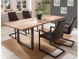 SalesFever® Baumkantentisch Stühle dunkelbraun 180 cm massiv NATUR 5tlg GIADA 13957 Miniaturansicht - 1