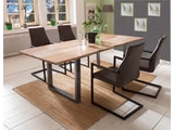 SalesFever® Baumkantentisch Stühle dunkelbraun 180 cm massiv NATUR 5tlg GIADA 13957 Miniaturansicht - 8