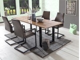 SalesFever® Baumkantentisch Stühle dunkelbraun 180 cm massiv COGNAC 5tlg GIADA 13959 Miniaturansicht - 8