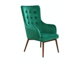 SalesFever® Sessel Tannengrün mit Armlehnen Samtstoff Holzbeine LIVIA 14005 Miniaturansicht - 1