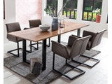 SalesFever® Baumkantentisch Stühle dunkelbraun Essgruppe 200 cm massiv COGNAC 5tlg GAIA 381984 Miniaturansicht - 1