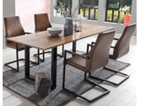 SalesFever® Baumkantentisch Stühle hellbraun 200 cm massiv COGNAC 5tlg GIADA 382059 Miniaturansicht - 1