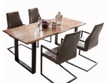SalesFever® Baumkantentisch Stühle dunkelbraun 200 cm massiv NUSSBAUM 5tlg GIADA 382080 Miniaturansicht - 2