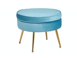 SalesFever® Sitzpouf Blau rund aus Samt Arielle 395370 Miniaturansicht - 1