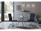 SalesFever® Essgruppe Blau Ledan Ø 100 cm 5tlg. Tisch & 4 Stühle Lio 393369 Miniaturansicht - 1