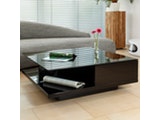 SalesFever® Couchtisch schwarz 100x100 cm Holz Glas mit Schublade Clara 6768 Miniaturansicht - 2