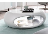 SalesFever® Couchtisch weiß hochglanz oval 100 cm mit Ablage UFO 1330 Miniaturansicht - 1