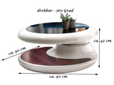 SalesFever® Couchtisch weiß 360 Grad drehbar 90 cm Glasplatte ENRIC n-9920 Miniaturansicht - 3