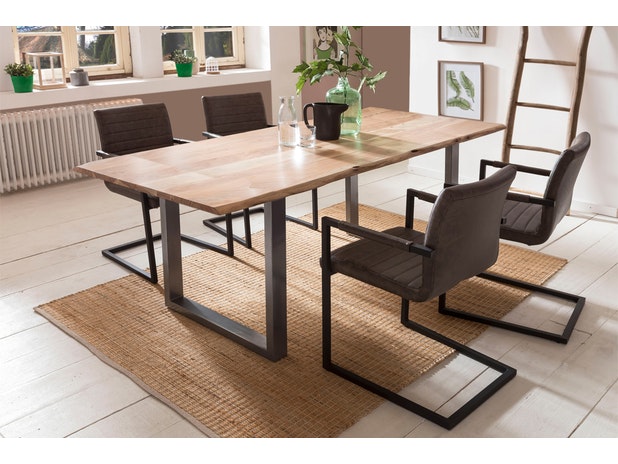 Baumkantentisch Stühle dunkelbraun 180 cm massiv NATUR 5tlg ALESSIA 13936 von SalesFever®