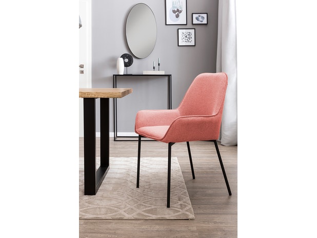 Polsterstuhl dusty pink 2er Set Strukturstoff mit Armlehnen Metall schwarz Stuhl LINNEA 391969 von SalesFever®