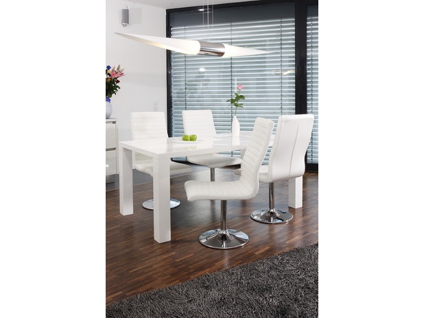 Essgruppe Weiß Luke 180 x 90 cm 5tlg. Tisch & 4 Stühle Lio 393390 von SalesFever®
