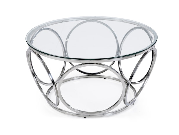 Couchtisch Ø 80 cm Silber/Klarglas Juno 368312 von SalesFever®