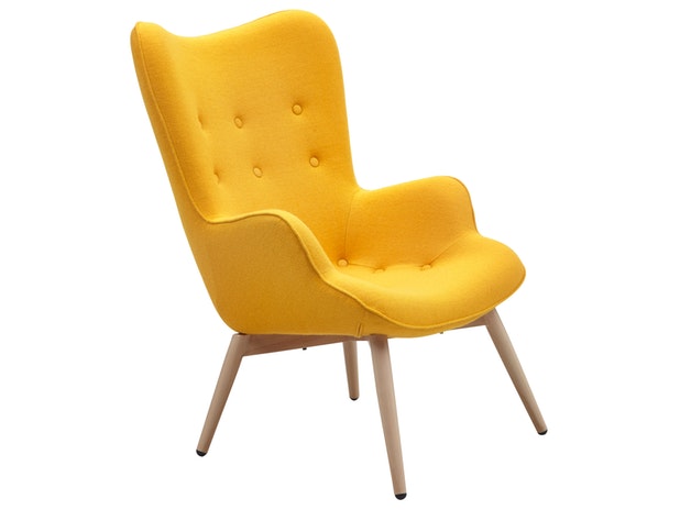 Relaxsessel gelb Webstoff mit Armlehnen ergonomische Form ANJO 12667 von SalesFever®
