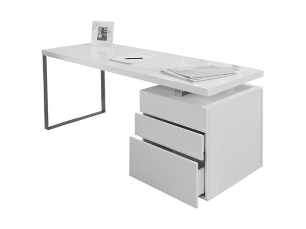 Schreibtisch 140 x 70 cm White Line mit Container 5718 von SalesFever®