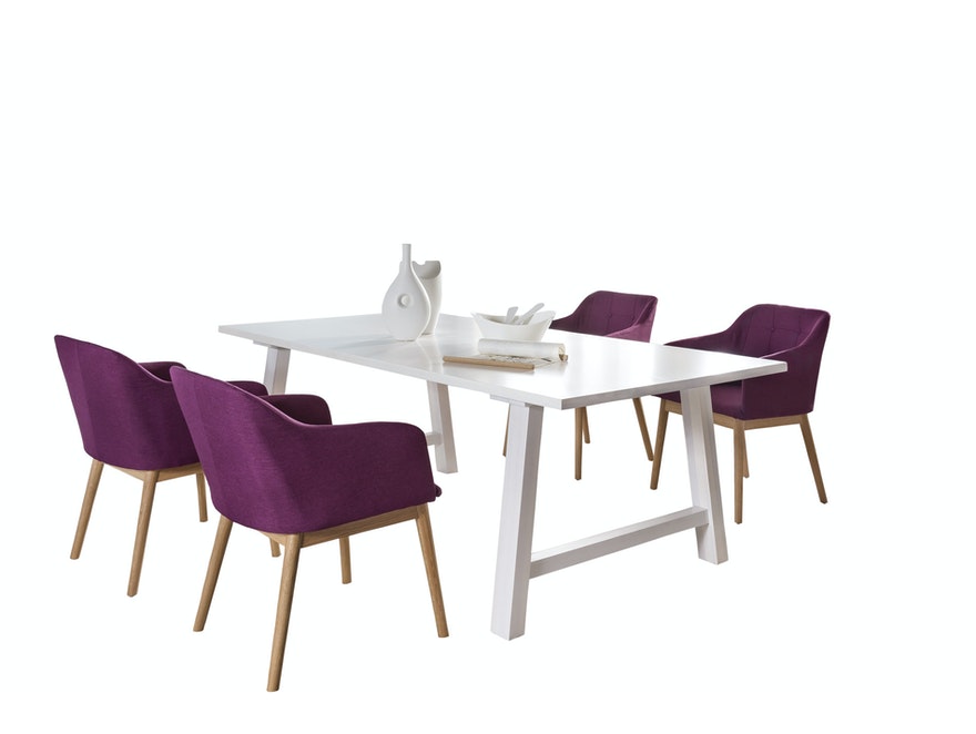 SalesFever® Essgruppe violett weiß Esstisch 200 cm Holz 4 Armlehnstühle 13824 - 1
