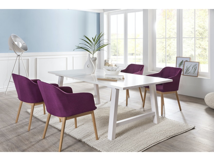 SalesFever® Essgruppe violett weiß Esstisch 200 cm Holz 4 Armlehnstühle 13824 - 2