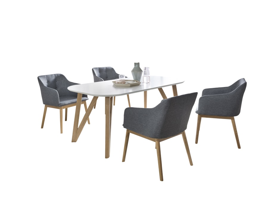 SalesFever® Tischgruppe anthrazit 160 x 90 cm Aino 5tlg. Tisch & 4 Stühle 13818 - 1