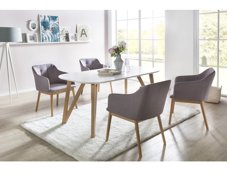 SalesFever® Tischgruppe hellgrau 140 x 90 cm Aino 5tlg. Tisch & 4 Stühle 13814 - 8