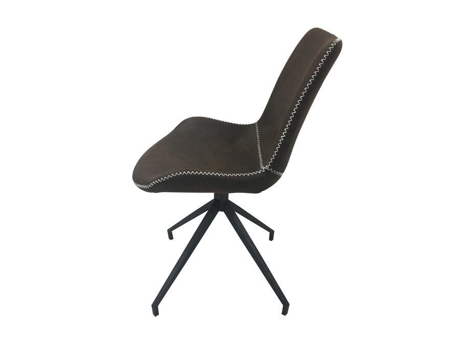 SalesFever® Esszimmerstuhl Dunkelbraun Stoff drehbar Sessel ohne Armlehnen Metall Lilou 2er Set 13659 - 4