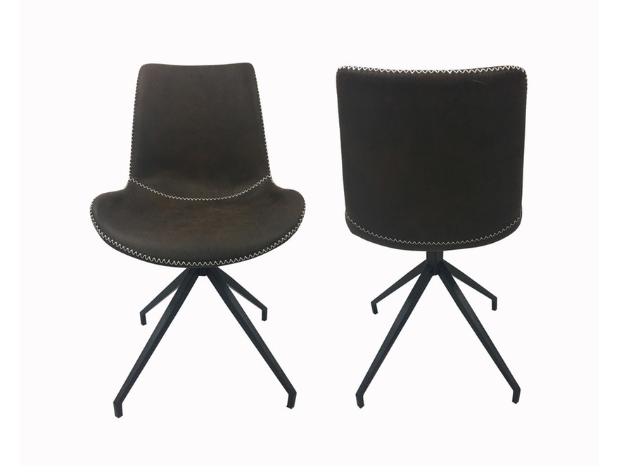 SalesFever® Esszimmerstuhl Dunkelbraun Stoff drehbar Sessel ohne Armlehnen Metall Lilou 2er Set 13659 - 2