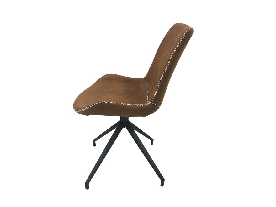 SalesFever® Esszimmerstuhl Hellbraun Stoff drehbar Sessel ohne Armlehnen Metall Lilou 2er Set 13658 - 2