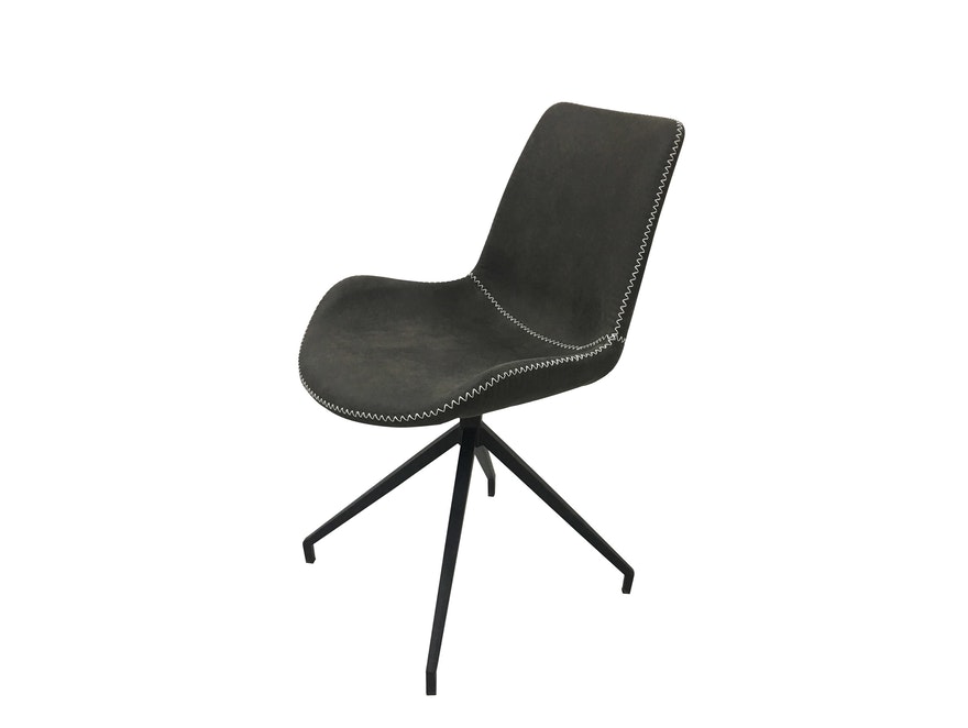SalesFever® Esszimmerstuhl Grau Stoff drehbar Sessel ohne Armlehnen Metall Lilou 2er Set 13657 - 4