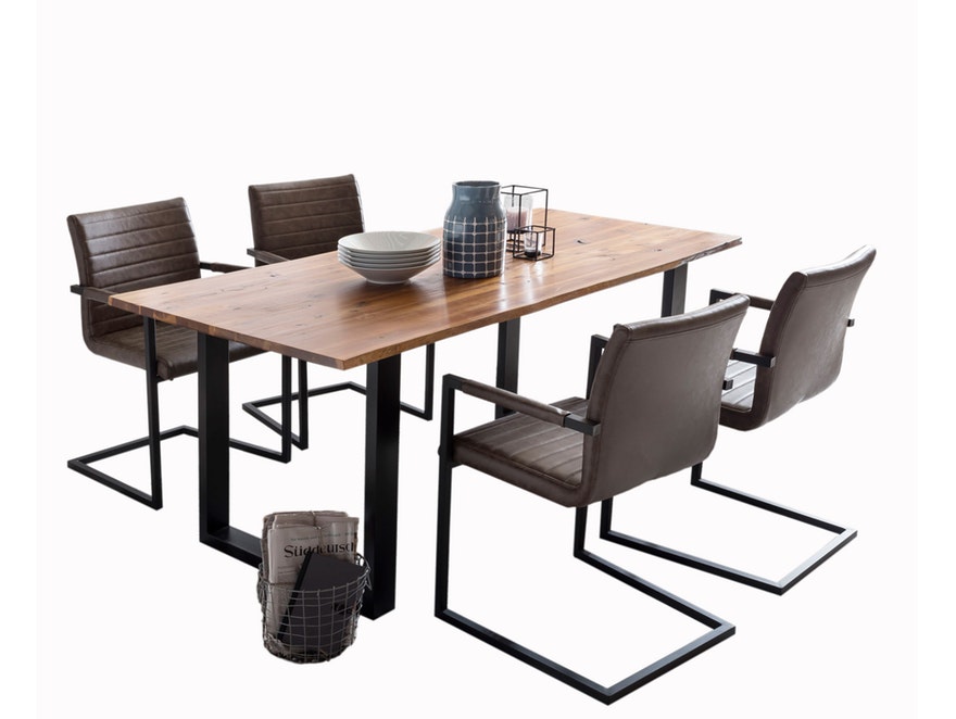SalesFever® Baumkantentisch Stühle dunkelbraun 180 cm massiv COGNAC 5tlg ALESSIA 13946 - 2