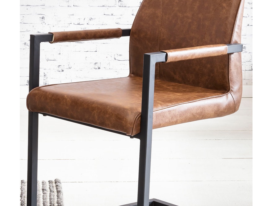 SalesFever® Baumkantentisch Stühle hellbraun 180 cm massiv COGNAC 5tlg GIADA 13960 - 7