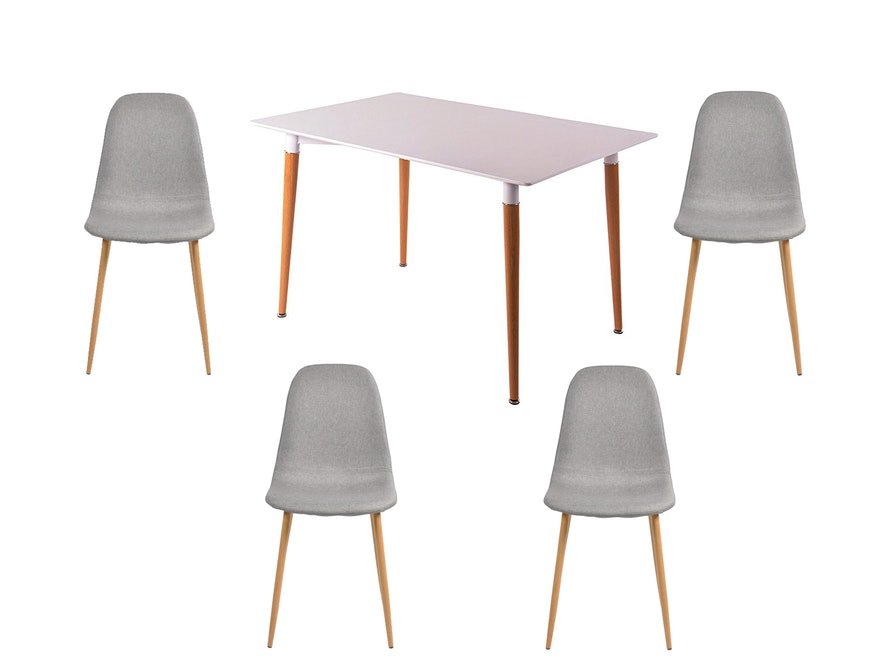 SalesFever® Essgruppe Grau 5tlg. Tisch 120x80 cm mit 4 Stühlen 14040 - 1
