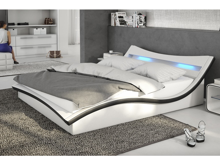 Innocent® Polsterbett 180x200 cm weiß schwarz Doppelbett LED Beleuchtung MAGARI 12159 - 1