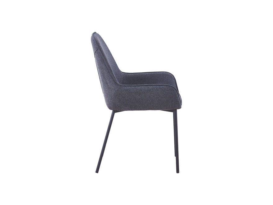 SalesFever® Polsterstuhl dunkelgrau 2er Set Strukturstoff mit Armlehnen Metall schwarz Stuhl LINNEA 391983 - 6