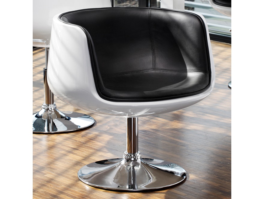 SalesFever® Stuhl schwarz/weiß Studio 54 Lounge drehbar 1398 - 2