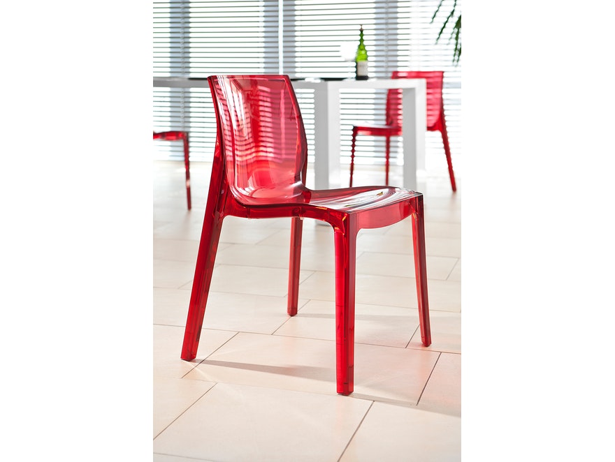 SalesFever® Designer rot transparent Stuhl Sari aus Kunststoff 6470 - 3