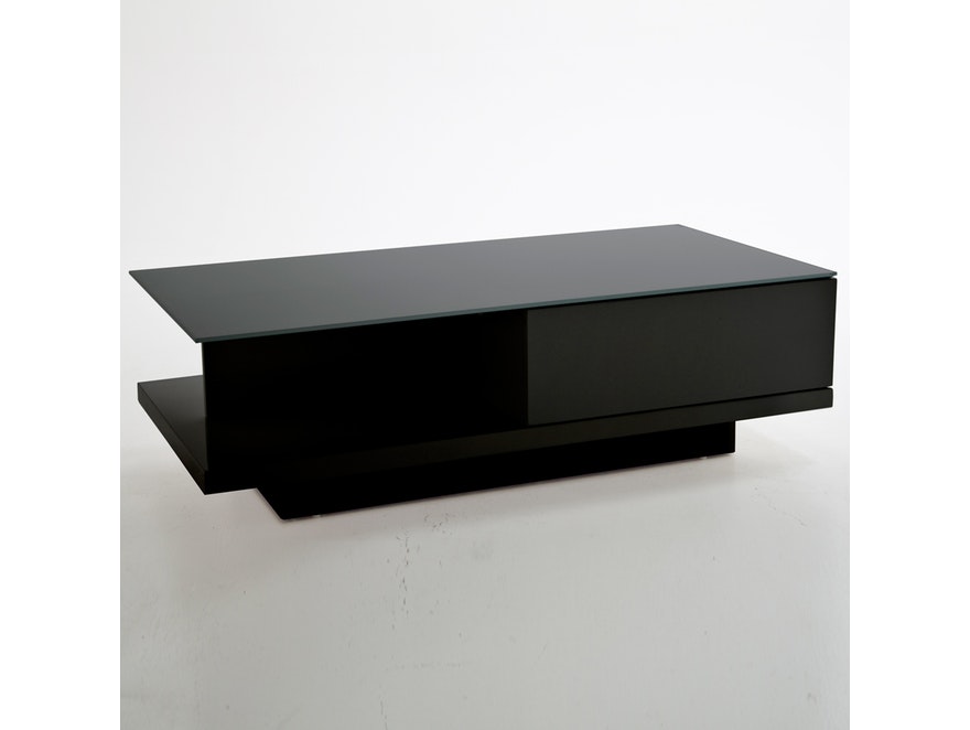 SalesFever® Couchtisch schwarz 120x60 cm Holz Glas mit Schublade Clara 10710 - 2
