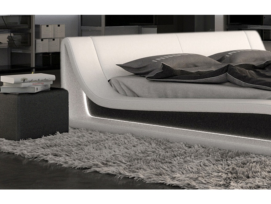 Innocent® Polsterbett 180x200 cm weiß schwarz Doppelbett LED Beleuchtung VILLARI 8732 - 5