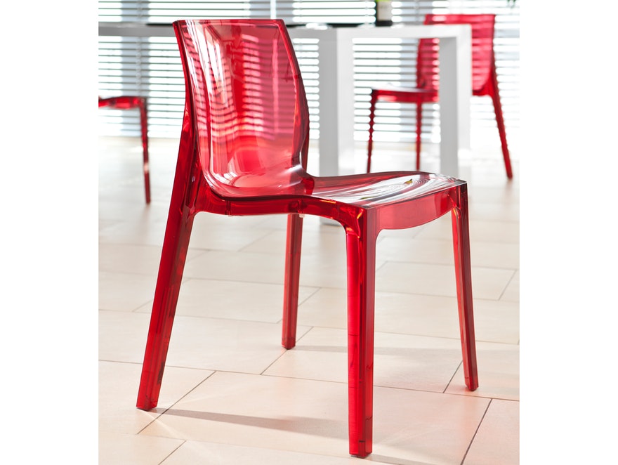 SalesFever® Essgruppe Sari rot transparent Luke 160x90cm 4 Design Stühle 9002 - 3