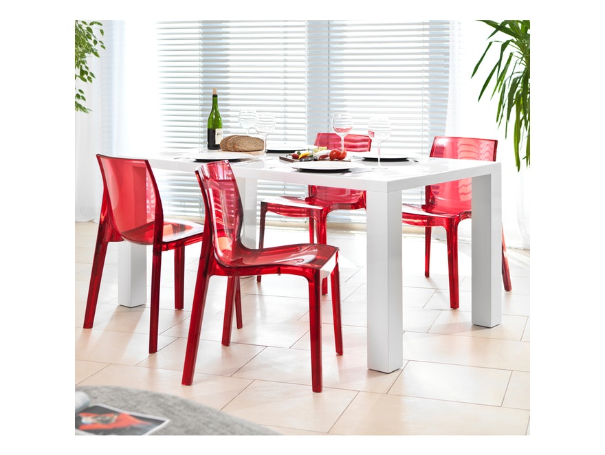 SalesFever® Essgruppe Sari rot transparent Luke 160x90cm 4 Design Stühle 9002 - 2
