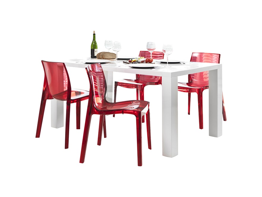 SalesFever® Essgruppe Sari rot transparent Luke 160x90cm 4 Design Stühle 9002 - 1